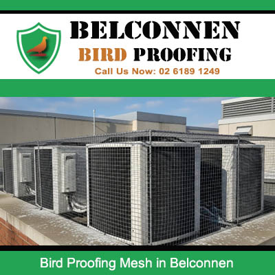 Belconnen bird proofing with protective mesh on commercial air conditioners